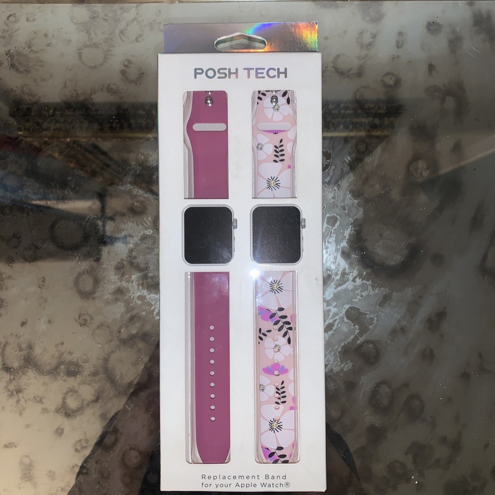 Posh Tech Apple Watch Bands Set Of 2 Purple And Pink With Floral 38mm and 40mm